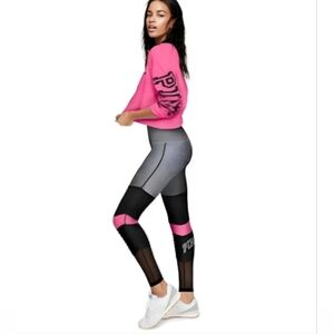 Victoria's Secret Mesh Gray and Black Women's Leggings PINK Ultimate Workout